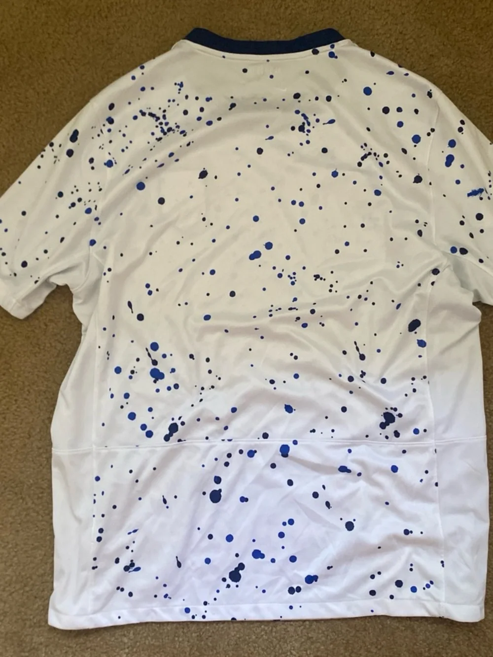 Nike  USA White Jersey with Blue Splatter and Gold Swoosh